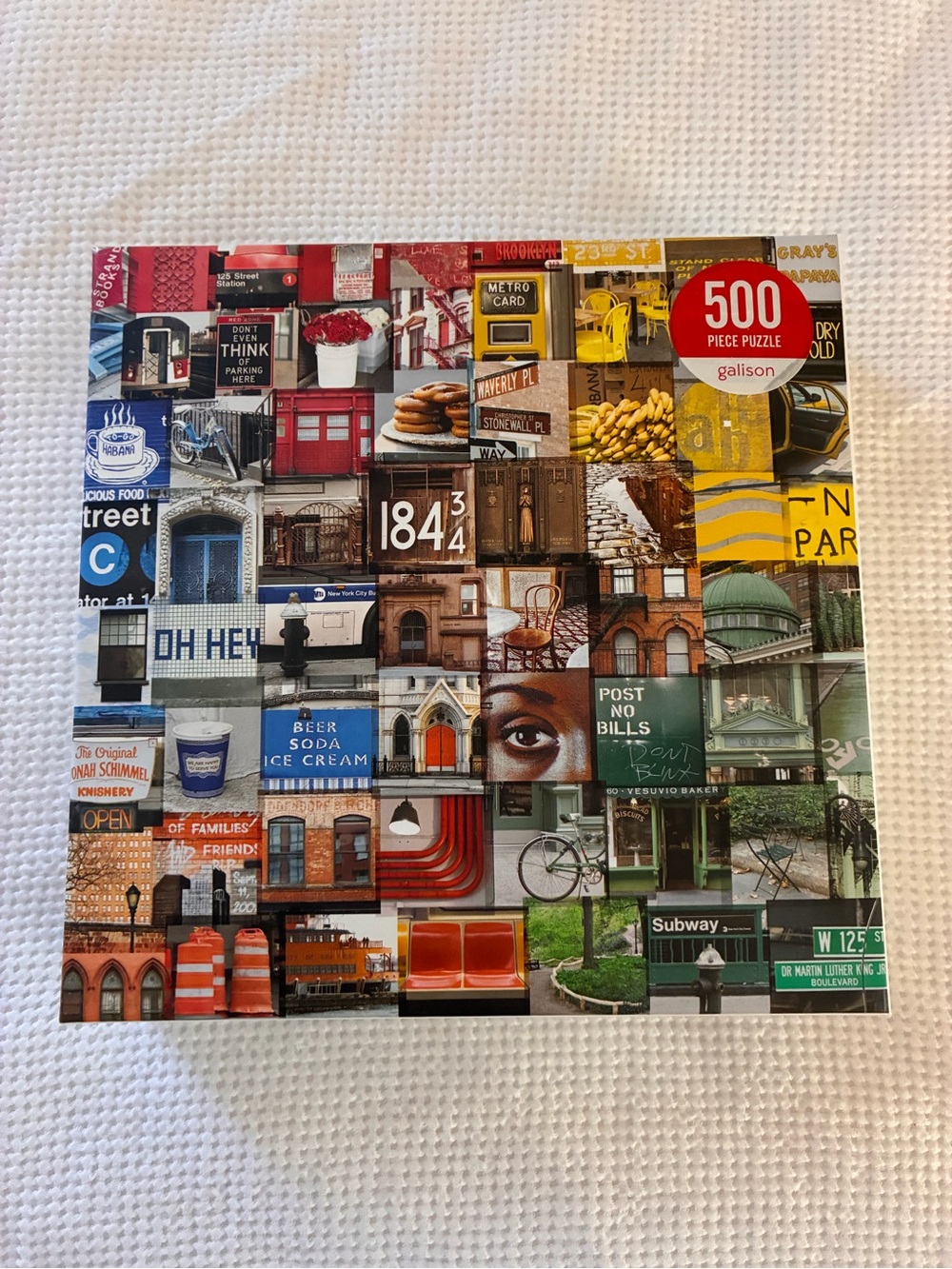 Galison 500-Piece City Collage Puzzle - Red, Yellow, Blue, Green